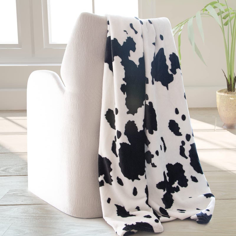 HSEEC Cow Print Blanket Warm Plush Cute Black Cow Throw Blanket Soft Fleece Flannel Lightweight Throw Blankets Sofa Couch Bed Travel Cow Bedding Room Decor for Kids Teens Adults 40""x50"" - Image 2